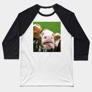 Funny Cow Tongue Smile Happy Gift Baseball T-Shirt